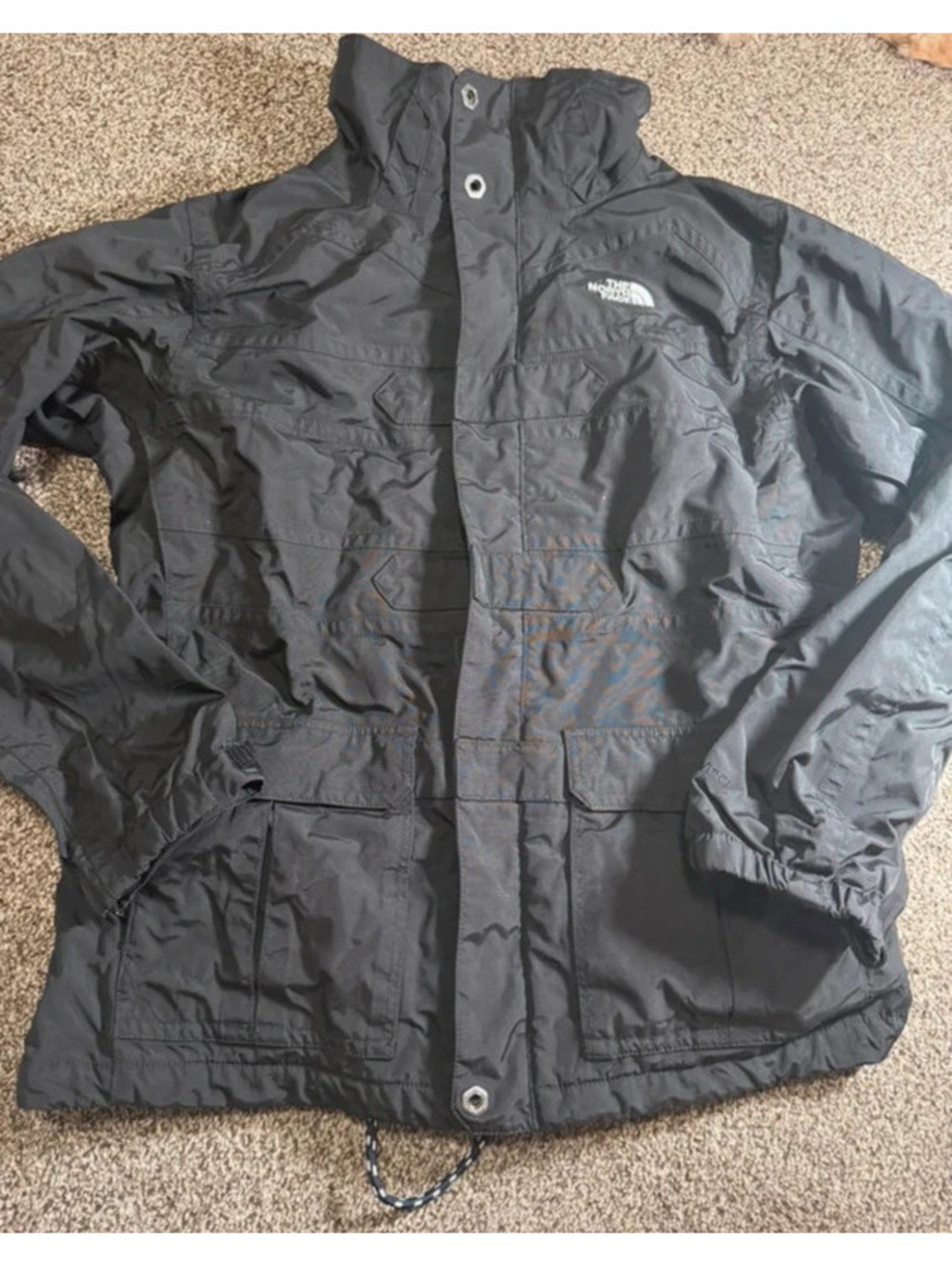 The North Face Women’s Black Rain Jacket Missing Hood Plaid Cuff Mesh Lined